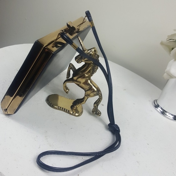 Vintage Genuine Leather Navy Blue Clutch Wristlet - Picture 2 of 8